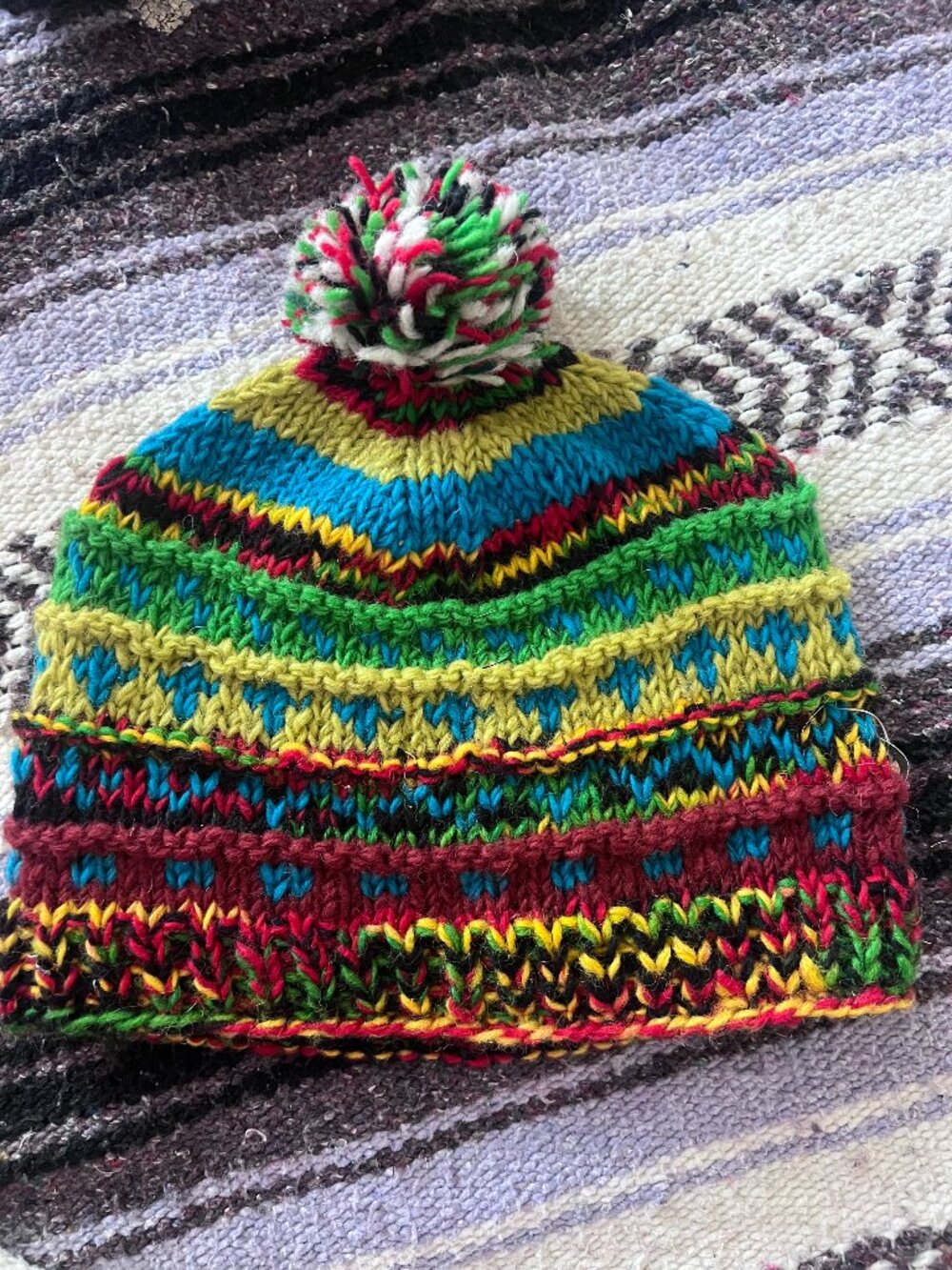 Handmade Wool Knit Fleece Lined Beanie